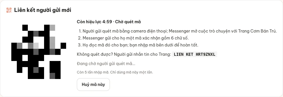 Mã QR liên kết Messenger