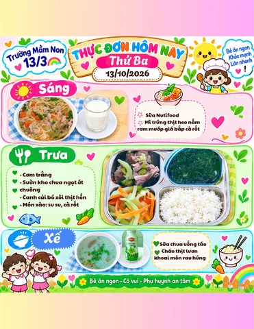 Ảnh bữa ăn Thứ Ba, ngày 13/10/2026