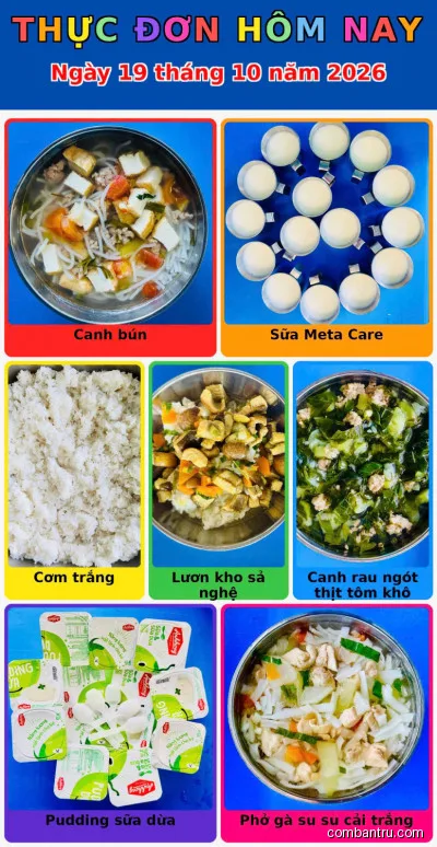 Ảnh bữa ăn Thứ Hai, ngày 19/10/2026 tại Trường Mầm non An Tây: Thực đơn ngày 19/10/2026