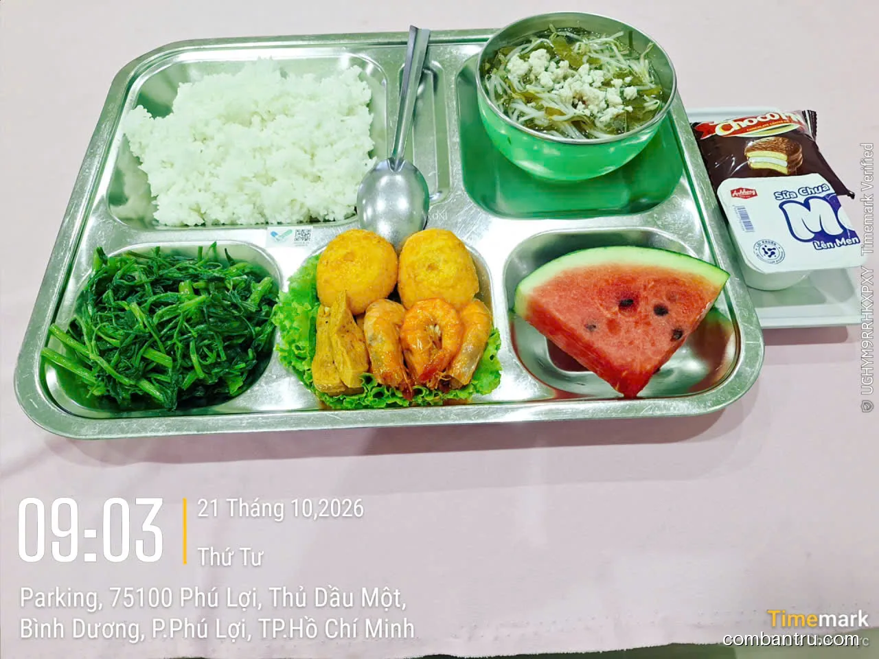 Ảnh bữa ăn Thứ Tư, ngày 21/10/2026 tại Trường TH Phú Lợi 2: THPL2 - Bữa ăn minh bạch - Bữa trưa và bữa xế - Ngày 21 tháng 10 năm 2026