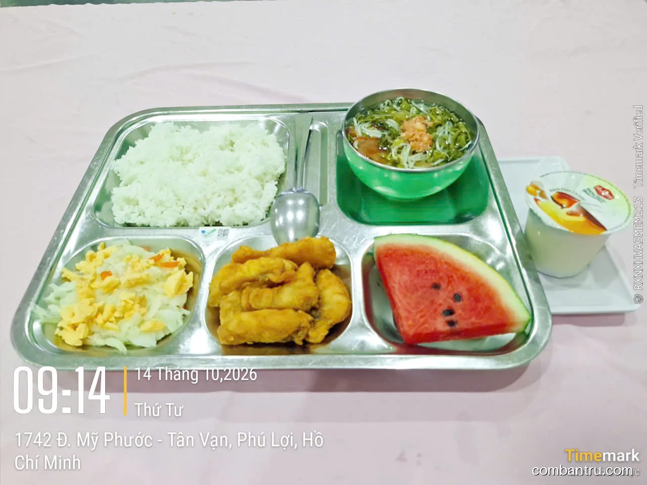 Ảnh bữa ăn Thứ Tư, ngày 14/10/2026 tại Trường TH Phú Lợi 2: THPL2 - Suất ăn minh bạch - Bữa trưa và bữa xế - Ngày 14 tháng 10 năm 2026